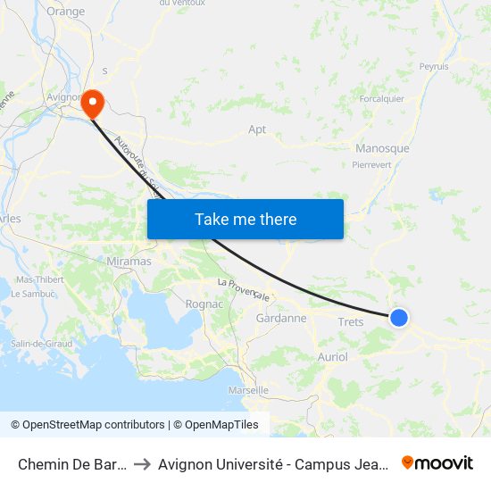 Chemin De Barcelone to Avignon Université - Campus Jean-Henri Fabre map