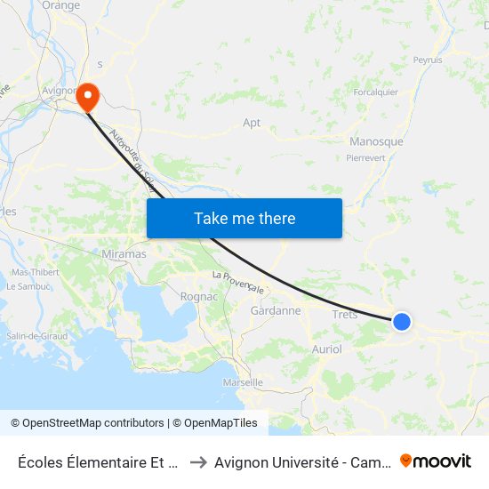 Écoles Élementaire Et Primaire Paul Barles to Avignon Université - Campus Jean-Henri Fabre map