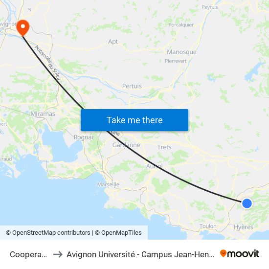 Cooperative to Avignon Université - Campus Jean-Henri Fabre map