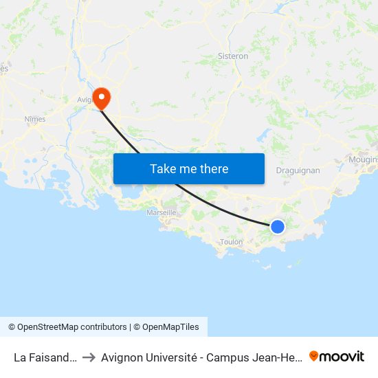 La Faisanderie to Avignon Université - Campus Jean-Henri Fabre map