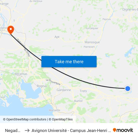 Negadous to Avignon Université - Campus Jean-Henri Fabre map
