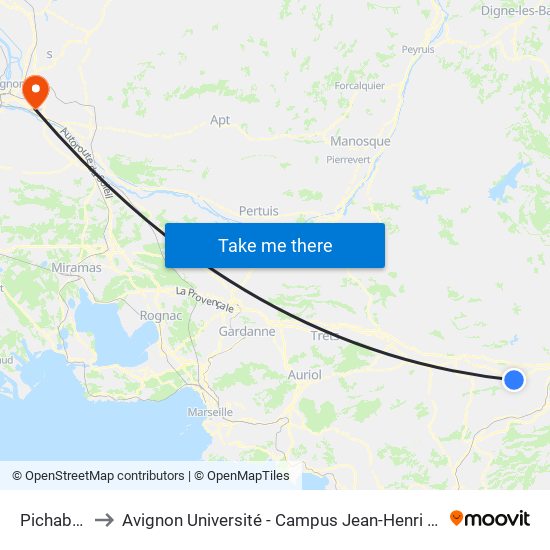 Pichabert to Avignon Université - Campus Jean-Henri Fabre map