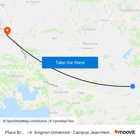 Place Bruny to Avignon Université - Campus Jean-Henri Fabre map