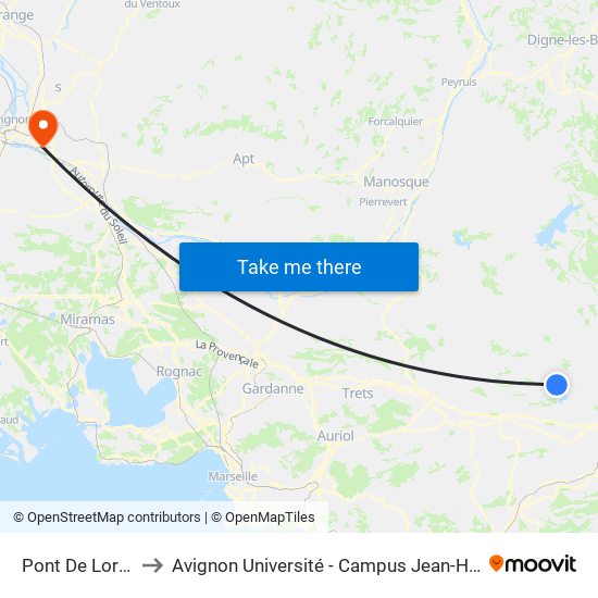 Pont De Lorgues to Avignon Université - Campus Jean-Henri Fabre map