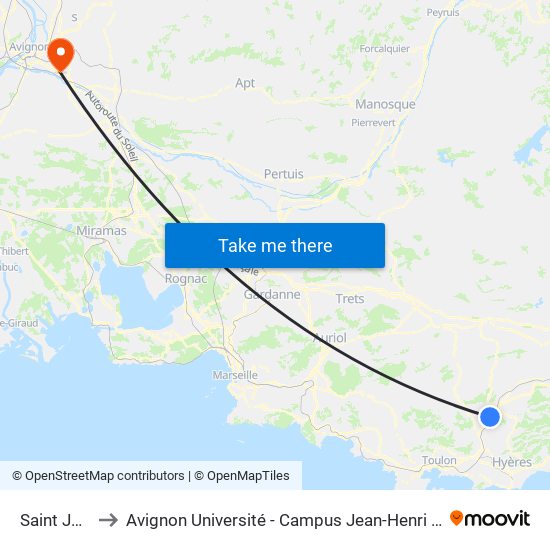 Saint Jean to Avignon Université - Campus Jean-Henri Fabre map