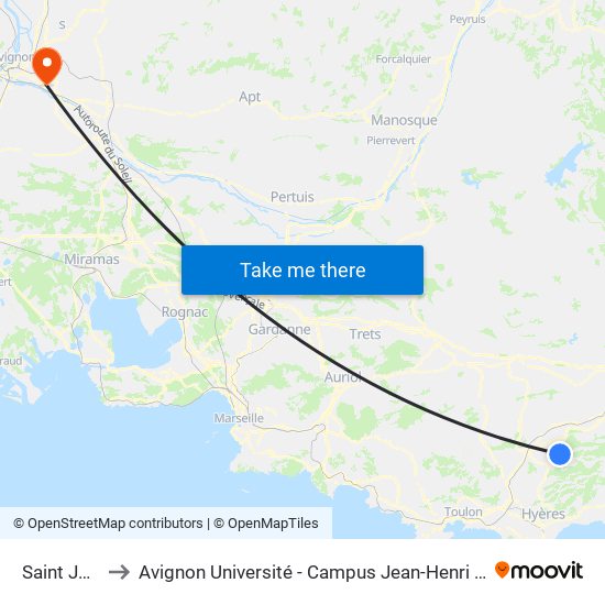Saint Jean to Avignon Université - Campus Jean-Henri Fabre map
