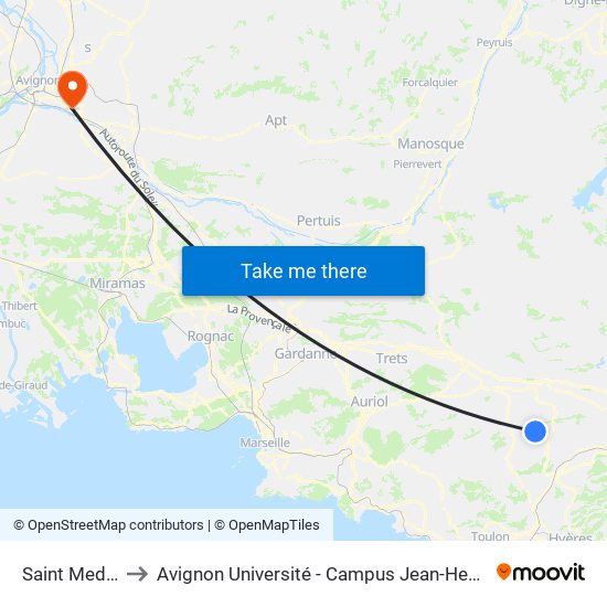 Saint Medard to Avignon Université - Campus Jean-Henri Fabre map