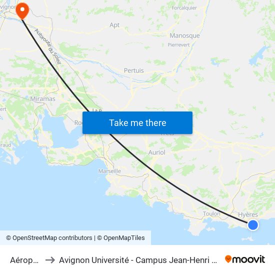 Aéroport to Avignon Université - Campus Jean-Henri Fabre map