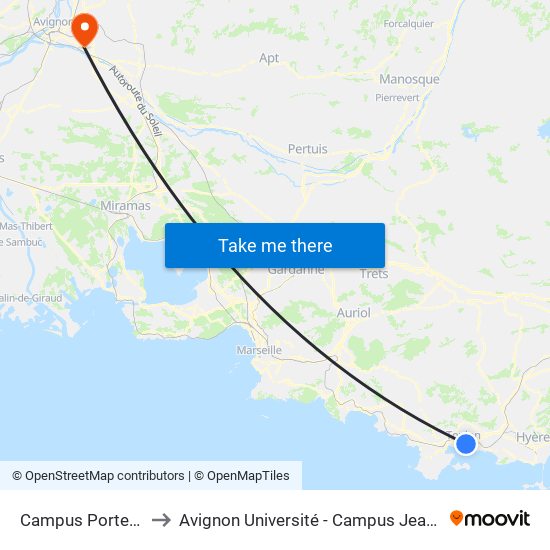 Campus Porte D'Italie to Avignon Université - Campus Jean-Henri Fabre map