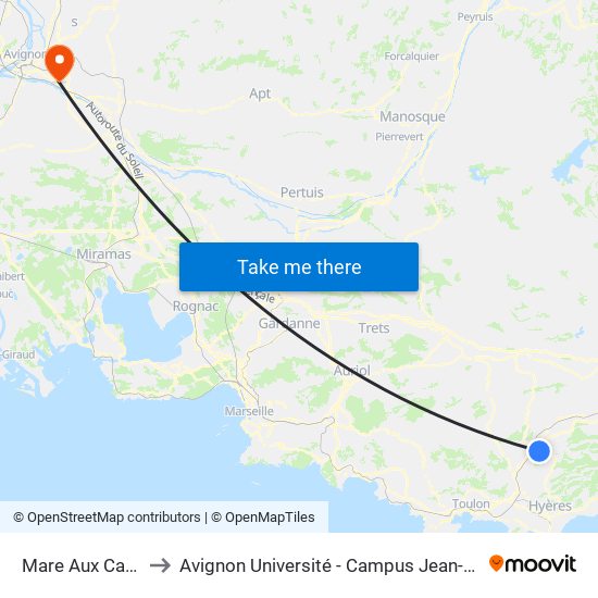 Mare Aux Canards to Avignon Université - Campus Jean-Henri Fabre map