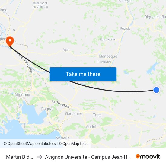 Martin Bidoure to Avignon Université - Campus Jean-Henri Fabre map