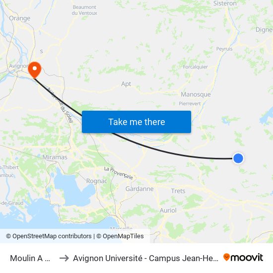 Moulin A Huile to Avignon Université - Campus Jean-Henri Fabre map