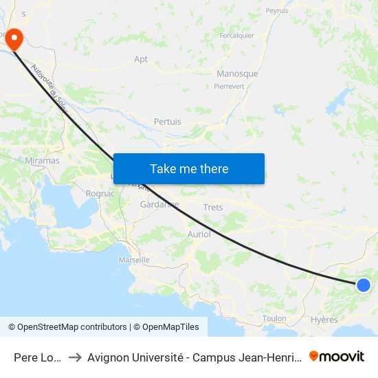 Pere Louis to Avignon Université - Campus Jean-Henri Fabre map