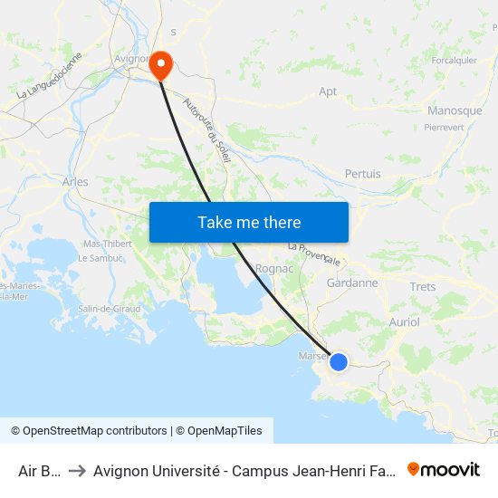 Air Bel to Avignon Université - Campus Jean-Henri Fabre map