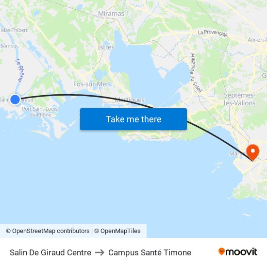Salin De Giraud Centre to Campus Santé Timone map
