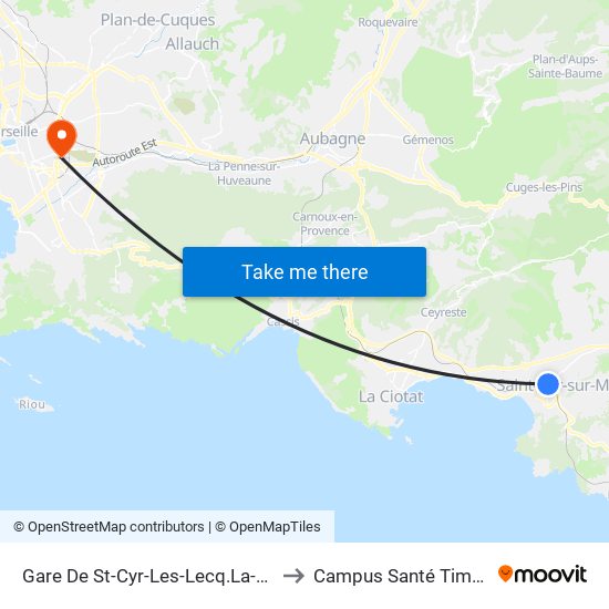 Gare De St-Cyr-Les-Lecq.La-Cad. to Campus Santé Timone map