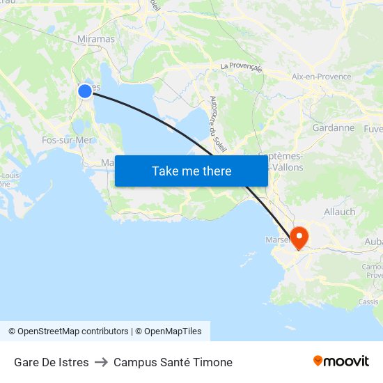 Gare De Istres to Campus Santé Timone map