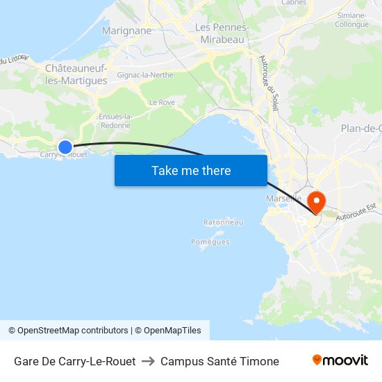 Gare De Carry-Le-Rouet to Campus Santé Timone map