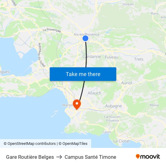 Gare Routière Belges to Campus Santé Timone map