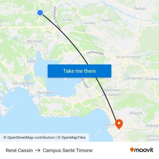 René Cassin to Campus Santé Timone map