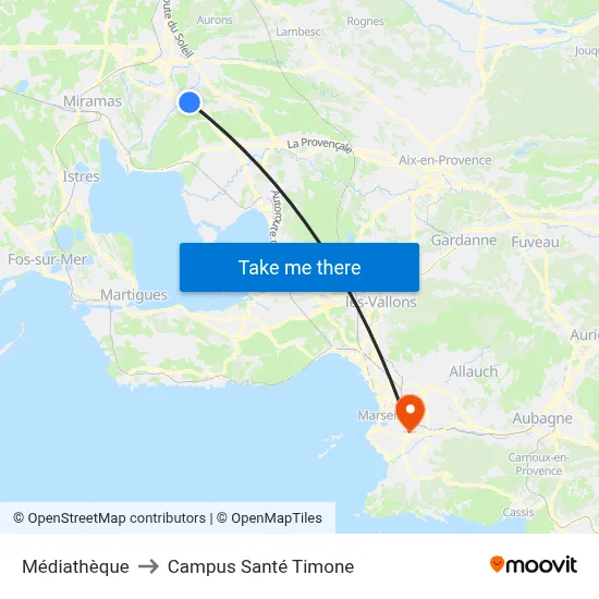 Médiathèque to Campus Santé Timone map