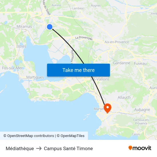 Médiathèque to Campus Santé Timone map