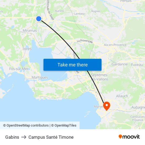 Gabins to Campus Santé Timone map