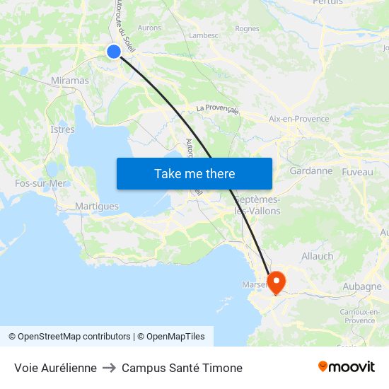 Voie Aurélienne to Campus Santé Timone map