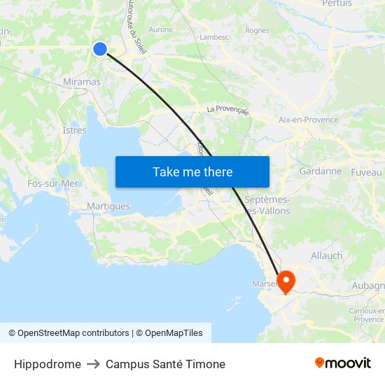 Hippodrome to Campus Santé Timone map