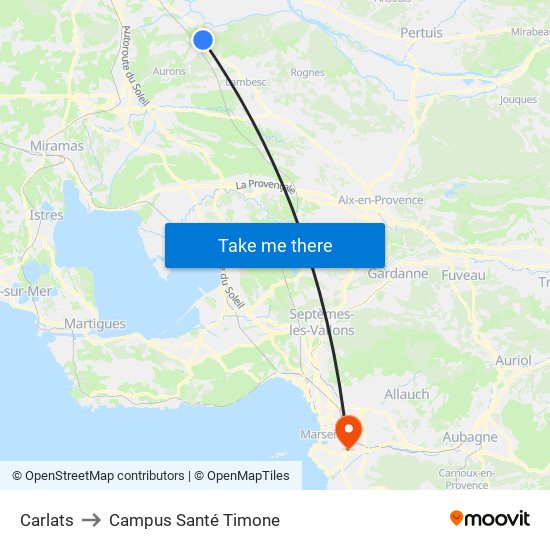 Carlats to Campus Santé Timone map