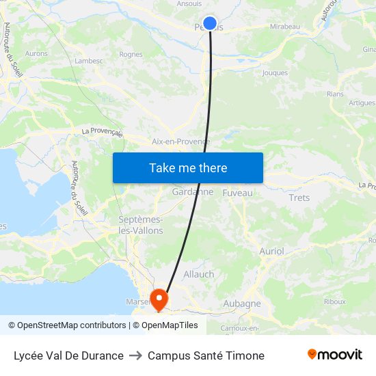 Lycée Val De Durance to Campus Santé Timone map