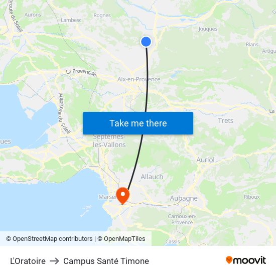 L'Oratoire to Campus Santé Timone map