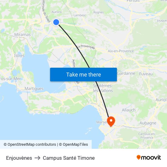 Enjouvènes to Campus Santé Timone map