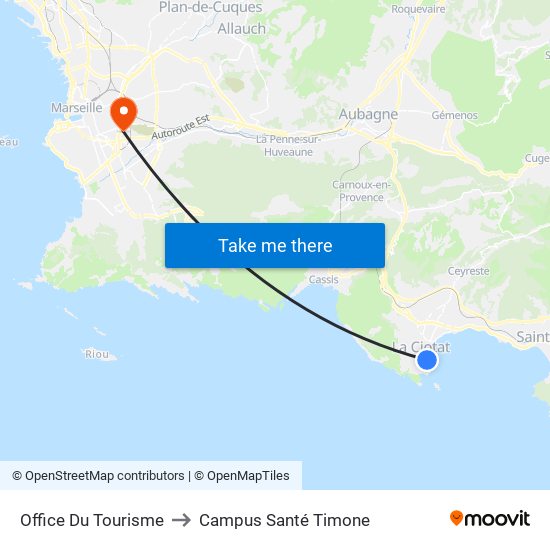 Office Du Tourisme to Campus Santé Timone map