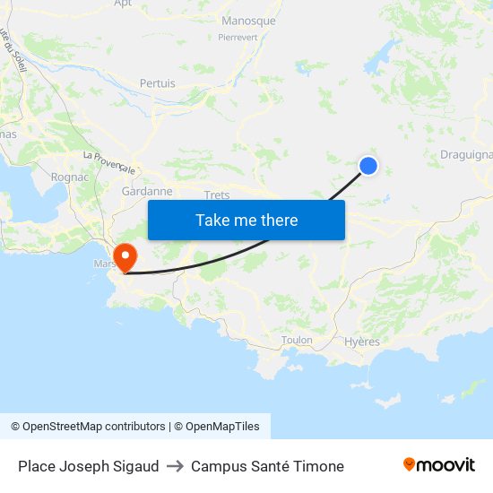 Place Joseph Sigaud to Campus Santé Timone map