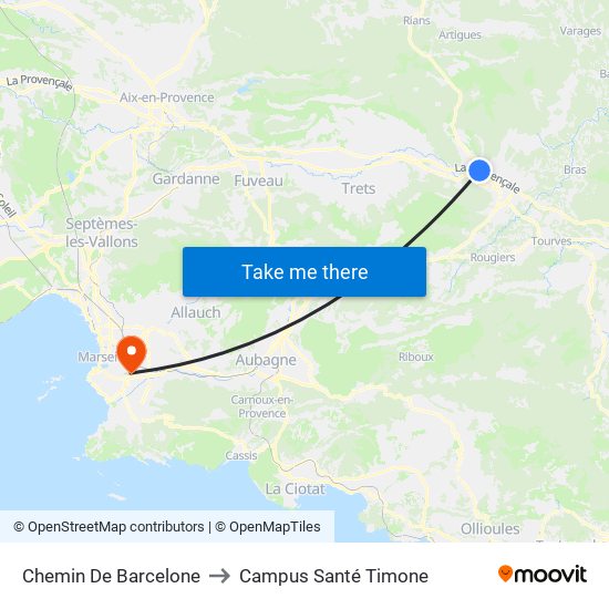 Chemin De Barcelone to Campus Santé Timone map