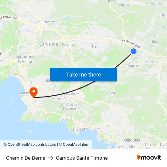 Chemin De Berne to Campus Santé Timone map