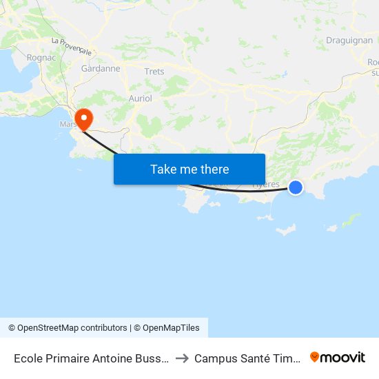 Ecole Primaire Antoine Bussone to Campus Santé Timone map