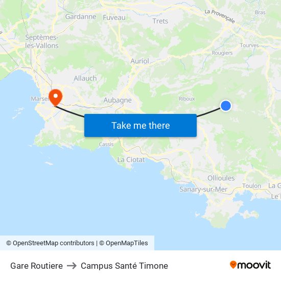 Gare Routiere to Campus Santé Timone map