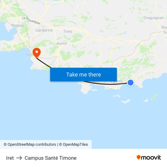 Iret to Campus Santé Timone map