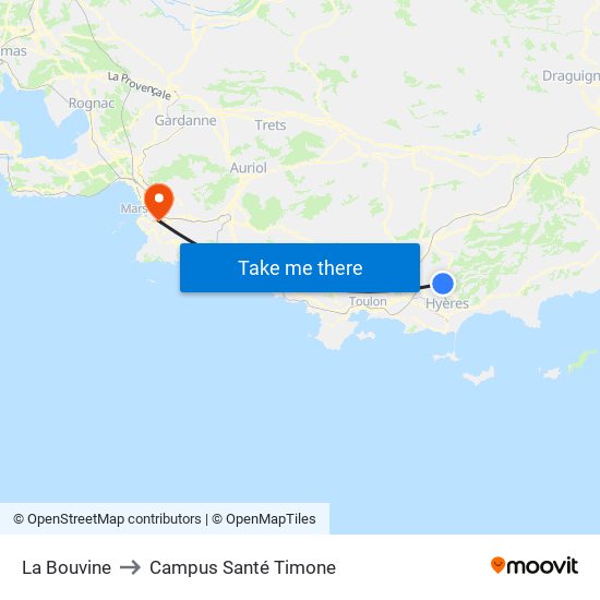 La Bouvine to Campus Santé Timone map