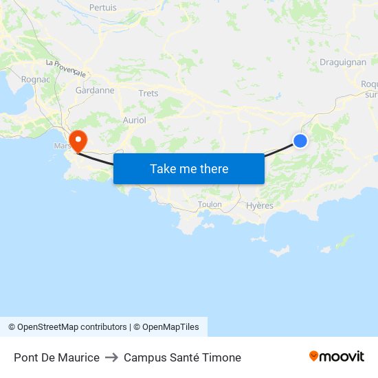 Pont De Maurice to Campus Santé Timone map