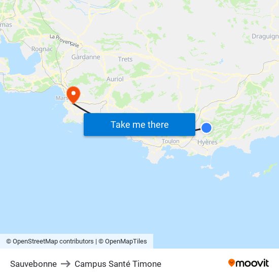 Sauvebonne to Campus Santé Timone map