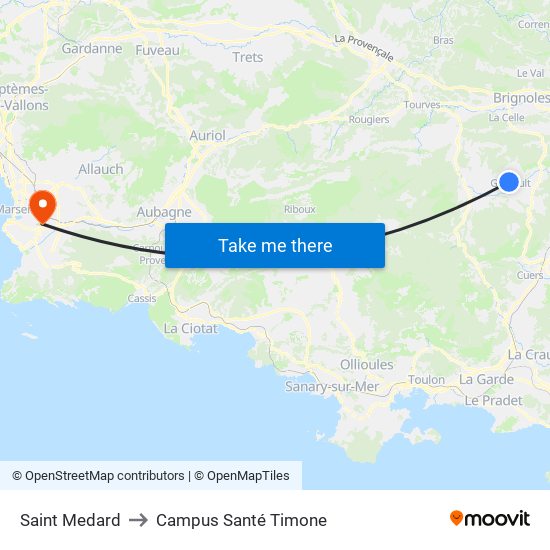 Saint Medard to Campus Santé Timone map