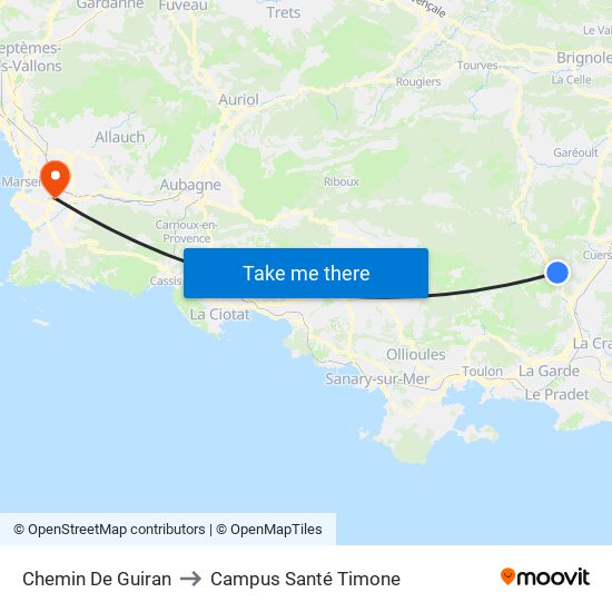 Chemin De Guiran to Campus Santé Timone map