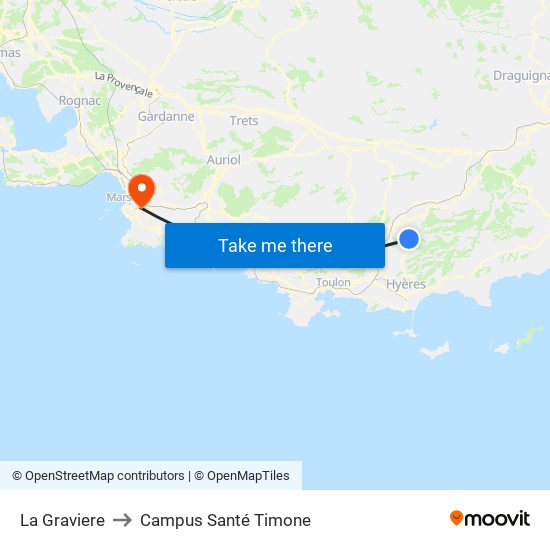 La Graviere to Campus Santé Timone map