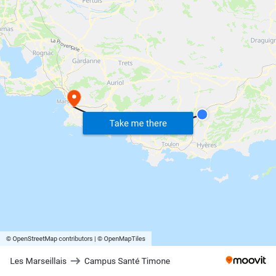 Les Marseillais to Campus Santé Timone map