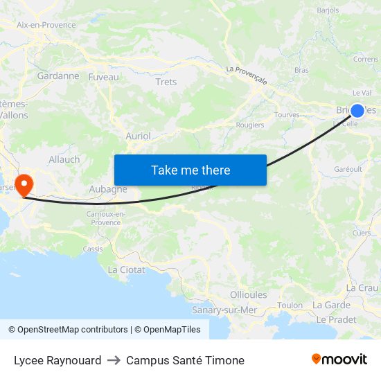 Lycee Raynouard (Parking) to Campus Santé Timone map