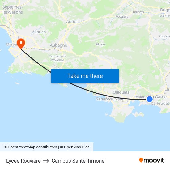 Lycee Rouviere to Campus Santé Timone map