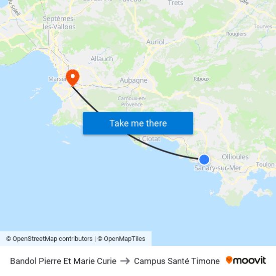 Bandol Pierre Et Marie Curie to Campus Santé Timone map